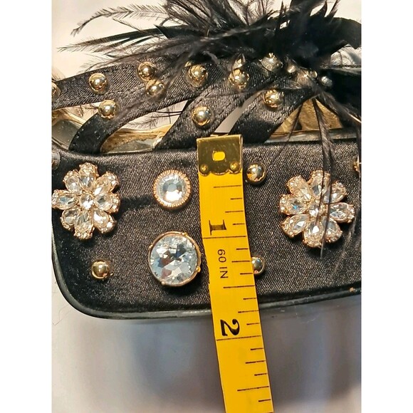 NEW AZALEA WANG Feather & Crystal Ankle Strap Rivet Platform Sandals Size 7.5 - Picture 11 of 12
